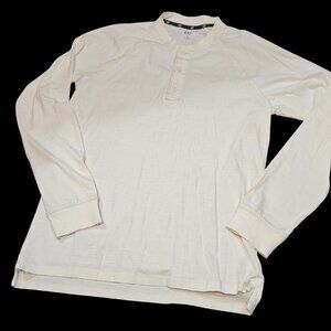 GAP Men’s White Long Sleeve Henley Shirt – Size Medium – Classic Casual